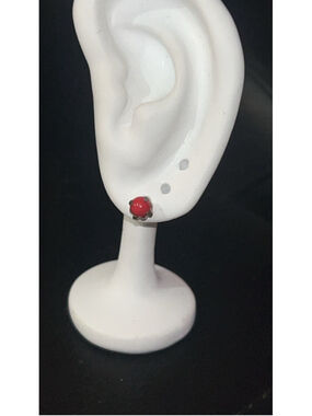 Women's Unbranded Red & Silver Stud Earrings One Size